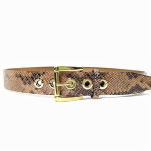 Michael Kors Snakeprint Leather Belt Gold Hardware size M